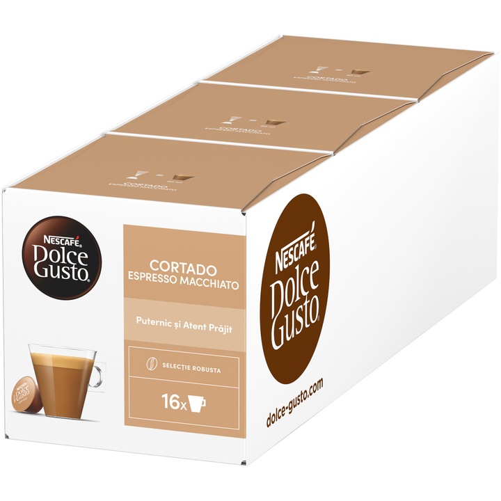 Set 3 x Cafea capsule, Nescafé Dolce Gusto Cortado Espresso Macchiato, 48 buc, 302.4 g