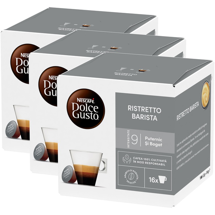 Комплект от 3 х кафе капсули, Nescafe Dolce Gusto Espresso Ristretto Barista, 48 бр., 312 g