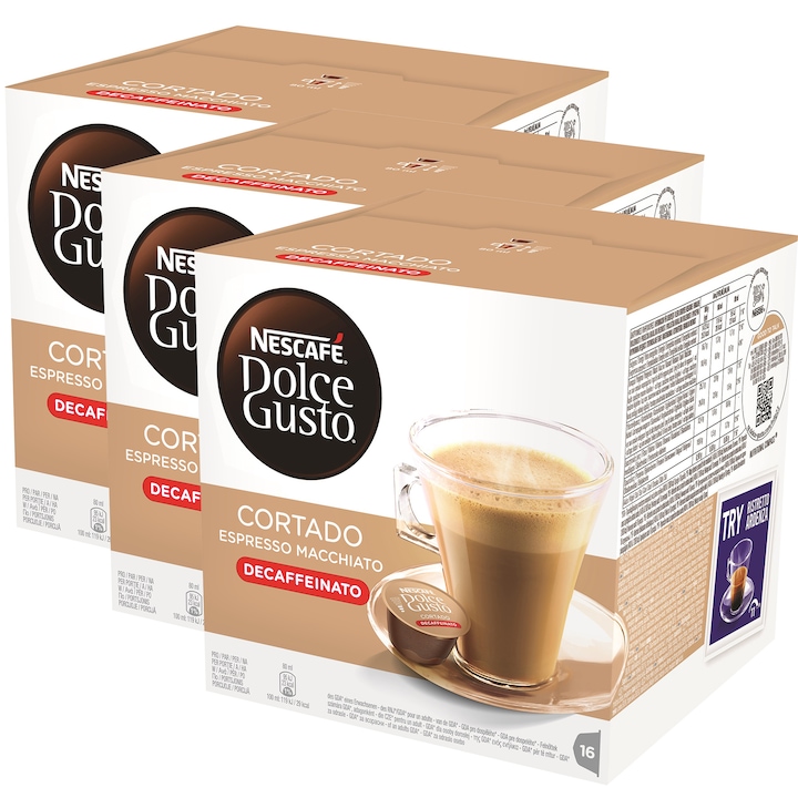 Set 3 x Capsule Nescafé Dolce Gusto Cortado Espresso Decaff, 48 capsule, 297.6g