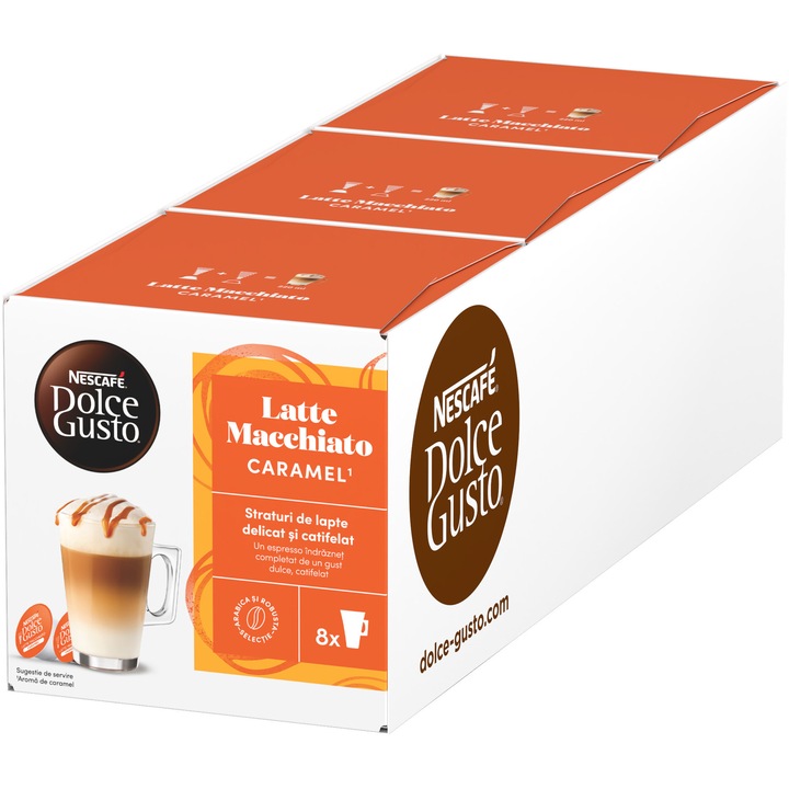 Set 3 x Cafea capsule, Nescafé Dolce Gusto Latte Caramel Macchiato, 48 buc, 436.8 g
