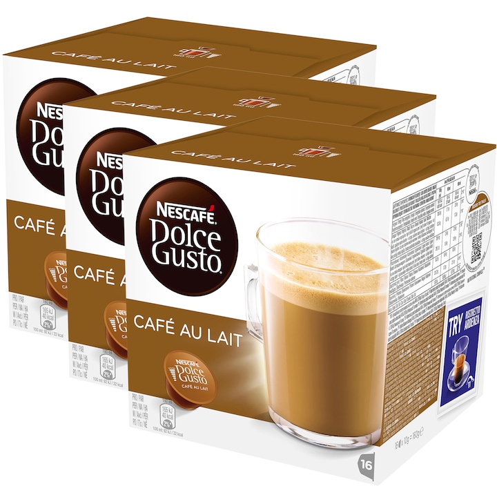 Set 3 x Capsule Nescafé Dolce Gusto Café Au Lait, 48 capsule, 480g