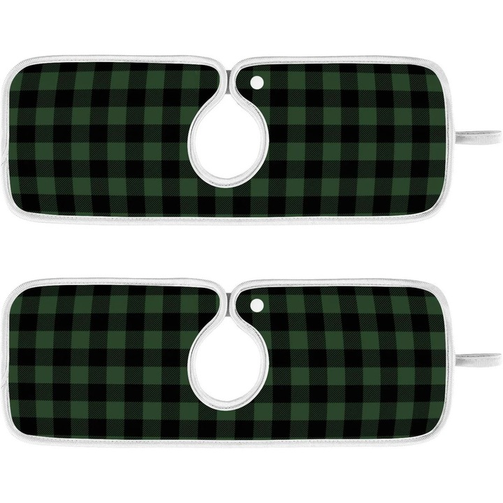 Комплект от 2 аксесоара за мивка, абсорбираща подложка за смесител, зелена каре, размери: S - 36x13 см, M - 58x13 см, L - 76x13 см