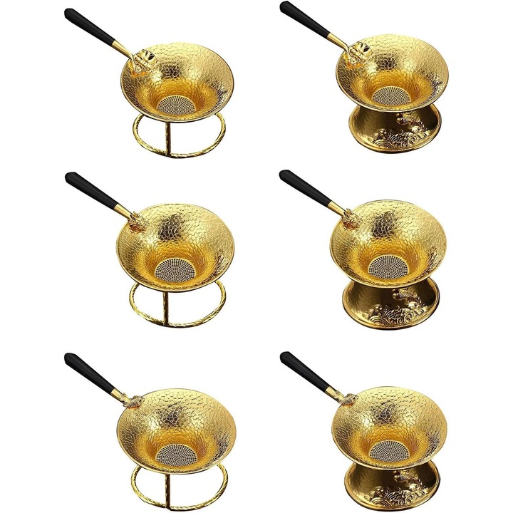 Filtru de ceai metalic cu maner lung negru, accesorii traditionale chinezesti, baza detasabila, plasa fina, pentru birou si acasa