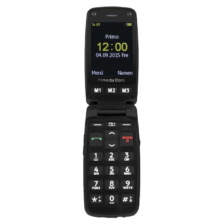Doro Primo 406 mobiltelefon, Kártyafüggetlen, Fekete