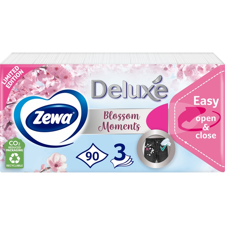 Zewa Deluxe Blossom Moments illatosított papír zsebkendő 3 rétegű 90 db