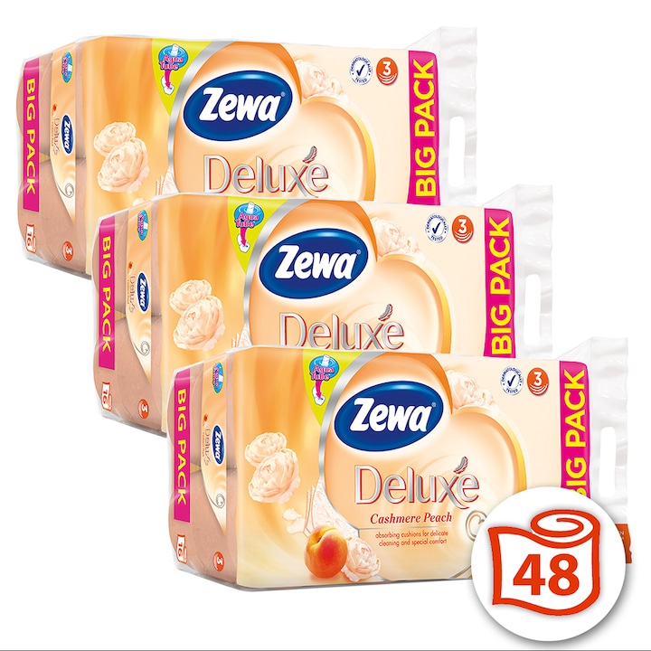 Zewa Deluxe 3 rétegű toalettpapír, Cashmere Peach, 3x16 tekercs