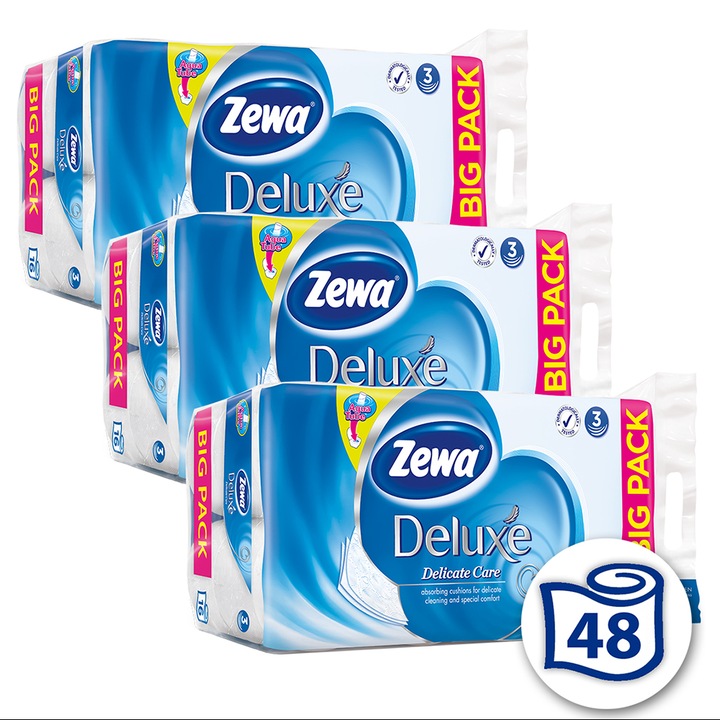 Zewa Deluxe 3 rétegű toalettpapír, Delicate Care, 3x16 tekercs