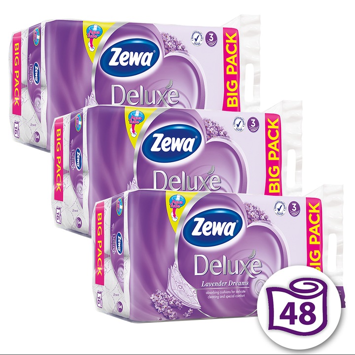 Zewa Deluxe 3 rétegű toalettpapír, Lavender Dreams, 3x16 tekercs