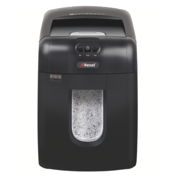 Distrugator documente automat REXEL AUTO+ 130M, P5, micro-cut (particule), 130 coli, cos 26l, negru Distrugator documente automat REXEL AUTO+ 130M, P5, micro-cut (particule), 130 coli, cos 26l, negru