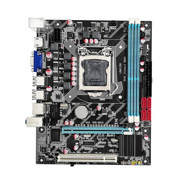 Дънна платка H55 M-ATX LGA 1156, 16GB RAM, 4 SATA порта, 215x171x20mm, комплект включен