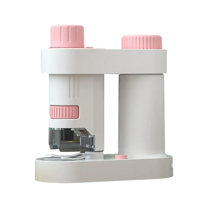 Преносим микроскоп 80-160X с LED, ергономичен дизайн, розов, 12.2x11.8 см, пълен комплект
