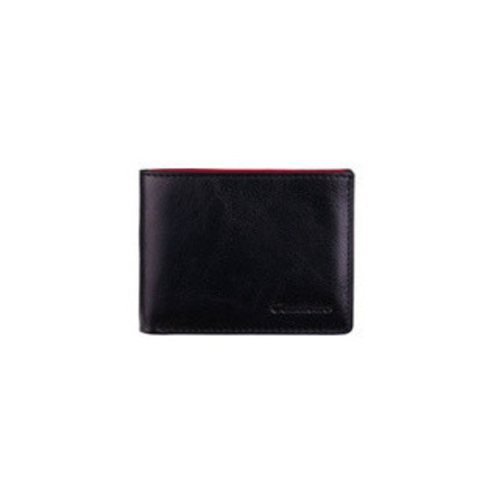 Portofel din piele naturala Canaletto, 6-12 compartimente pentru carduri, protectie RFID, negru