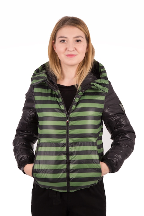 Yaluwear vízálló női kabát, kapucnival, Zöld/Fekete
