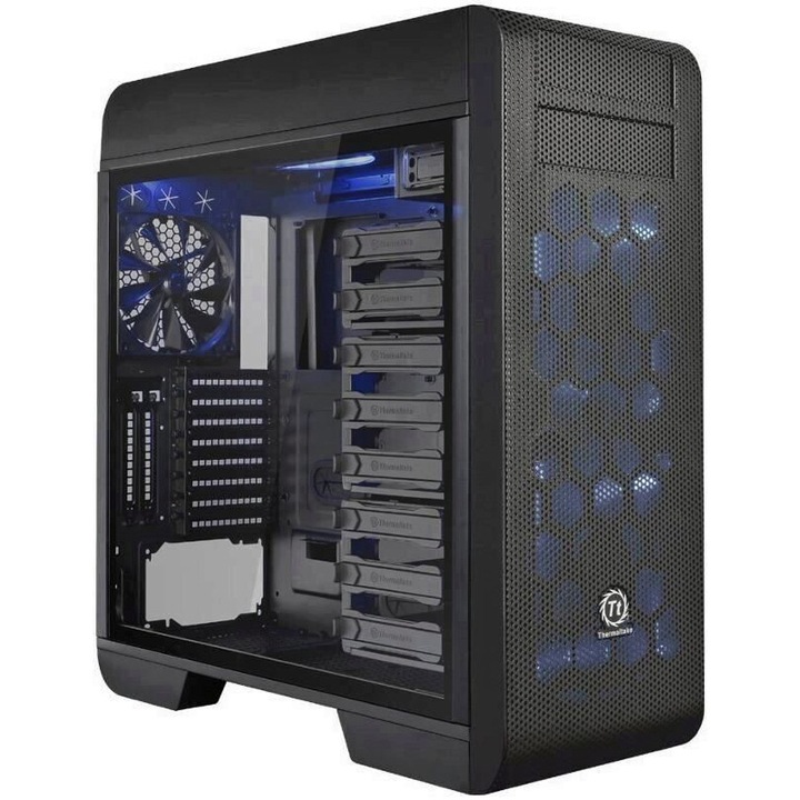 Компютърна кутия Thermaltake Core V71 Tempered Glass, Full Tower, Без захранващ блок, E-ATX, Black