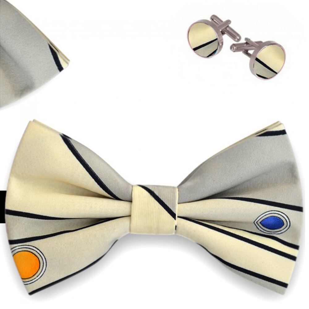 Set papion barbati, batista, butoni, alb, dungi delicate