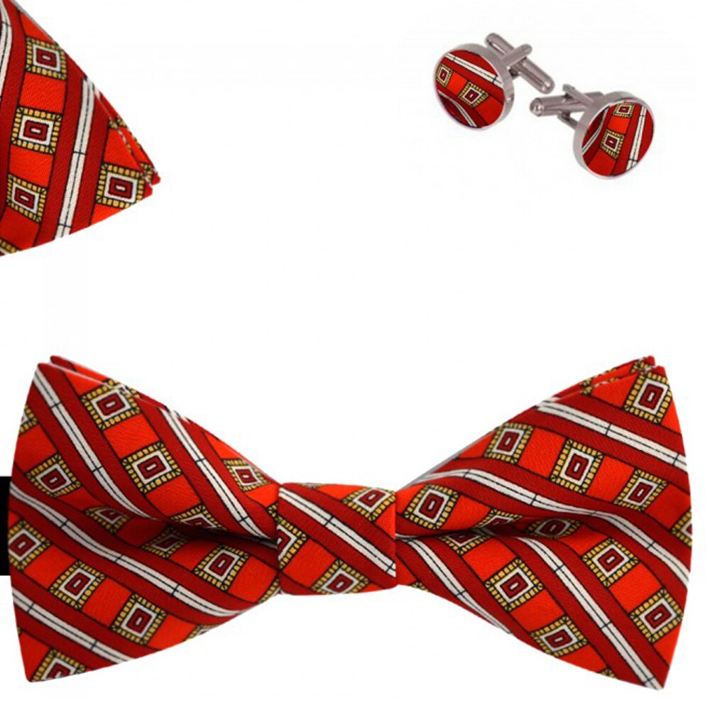 Set papion barbati, batista, butoni, rosu, mixuri imprimeuri