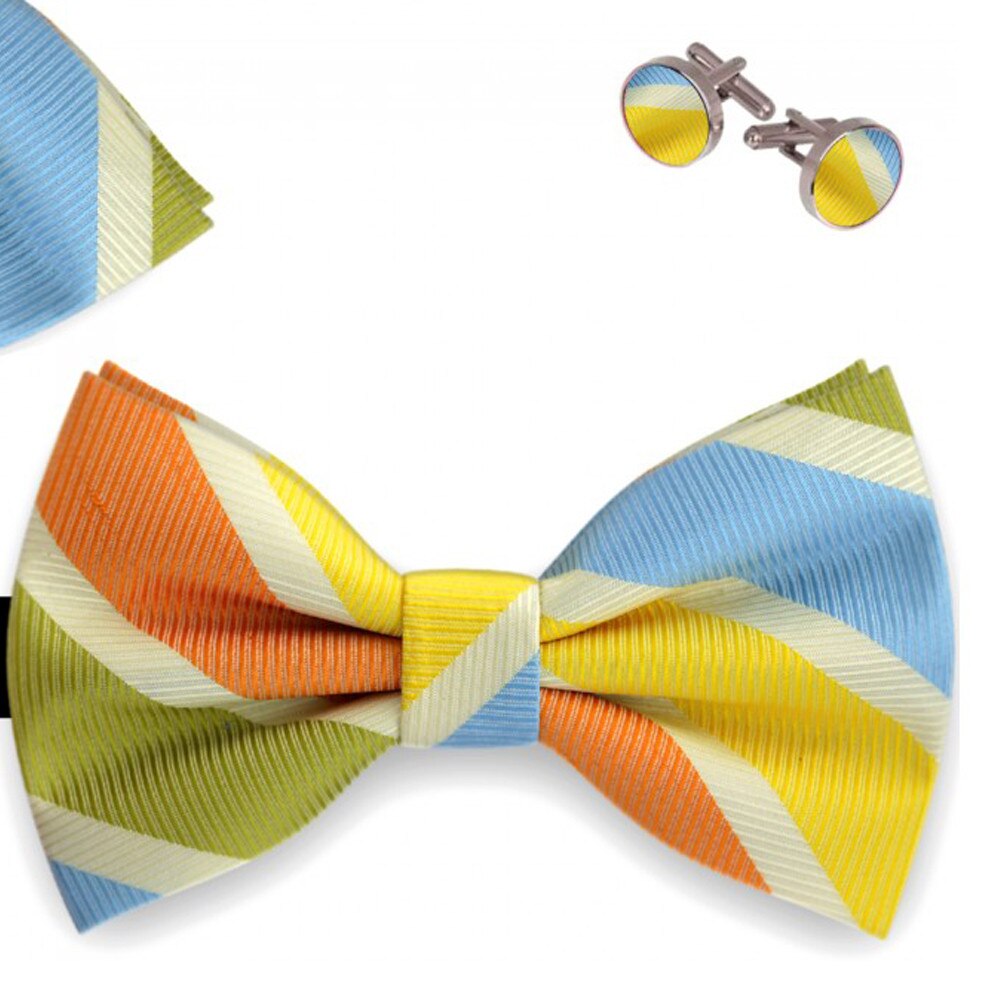 Set papion barbati, batista, butoni, multicolor, embosat