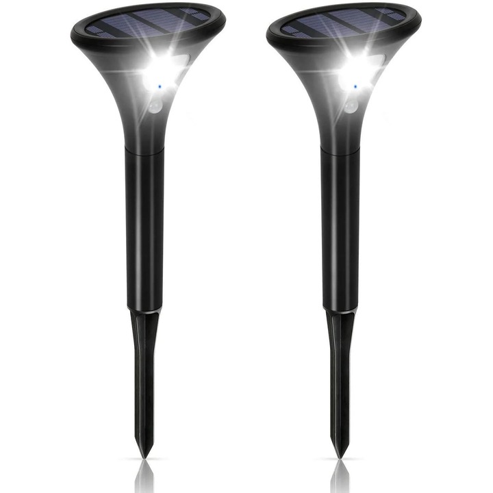 Lampa solara exterioara cu senzor de miscare, iluminare LED, waterproof IP65, set 2 bucati, 106mm x 618.5mm