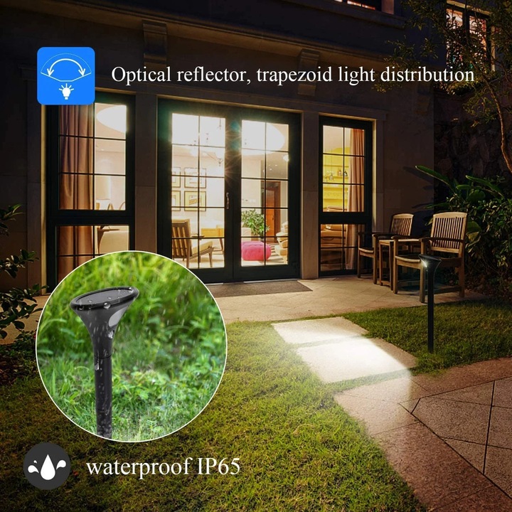 Lampa solara exterioara cu senzor de miscare, iluminare LED, waterproof IP65, set 2 bucati, 106mm x 618.5mm