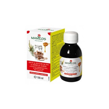 Sirop de muguri de pin cu miere de albine si propolis 100 ml - Manicos Sirop de muguri de pin cu miere de albine si propolis 100 ml - Manicos