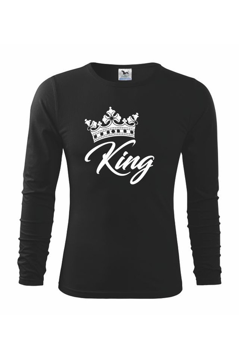 Bluza de barbati basic fit-t long sleeve king alb, Negru