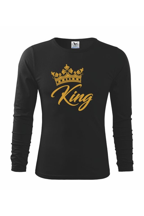 Bluza de barbati basic fit-t long sleeve king auriu, Negru