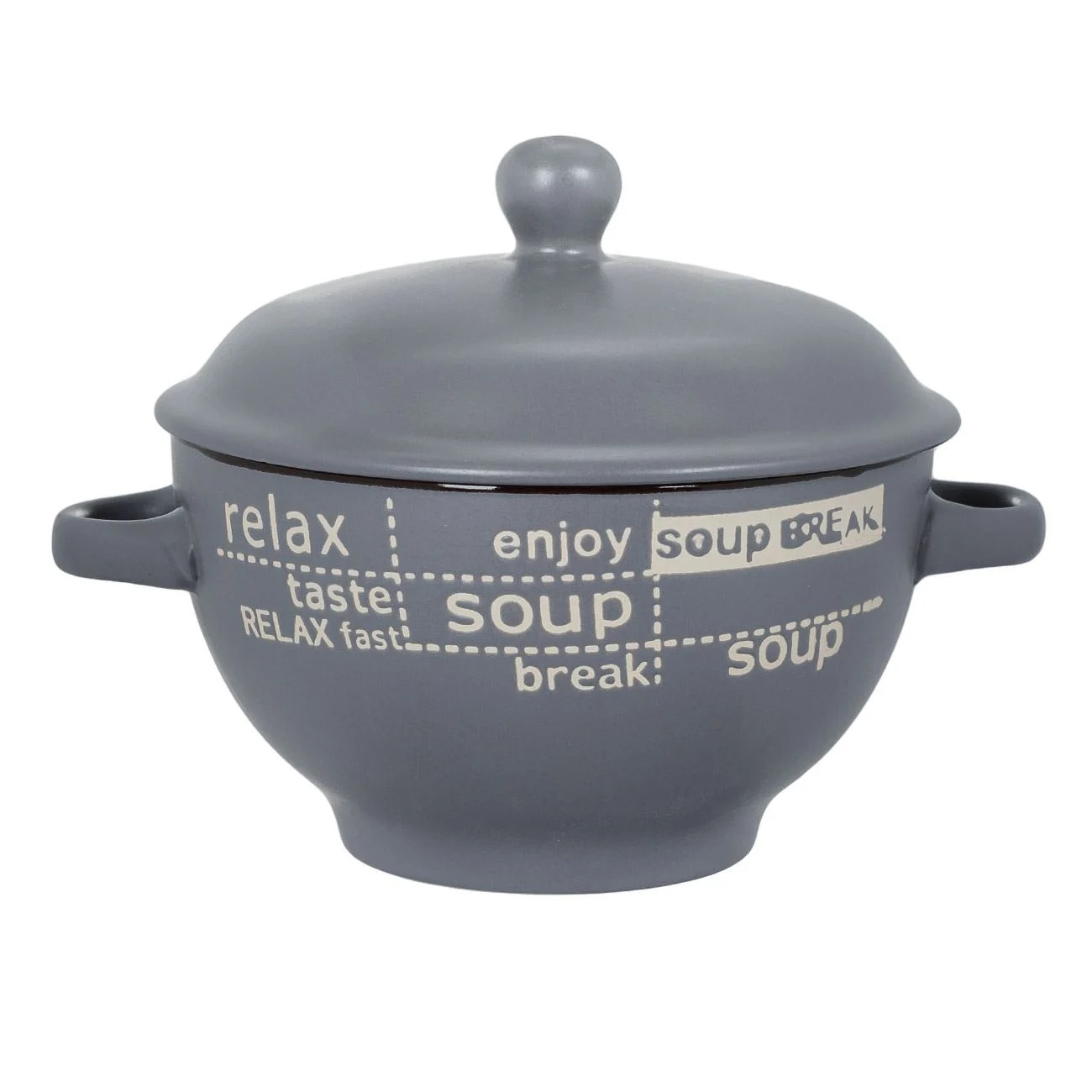 Bol de ceramică SOUP Maro, 650 ml, cu capac