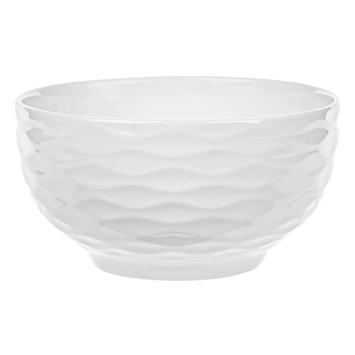 Порцеланова купа от бял порцелан с релефни райета 650 мл