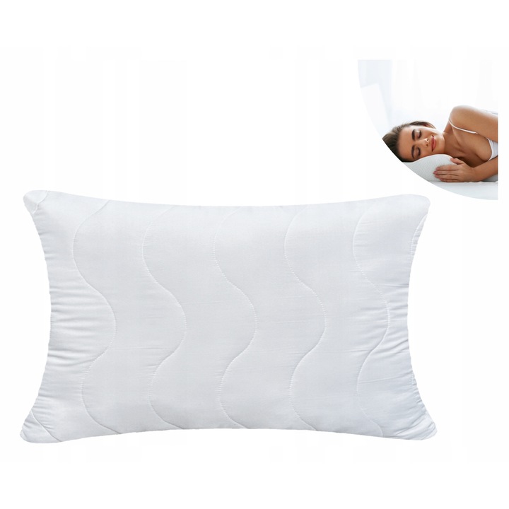 Perna hipoalergica 40x60, microfibra alba, usor de intretinut, rezistenta la deformare