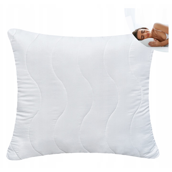 Perna 40x40 alba, antialergica, umplutura din fibre poliesterice, microfibra, quilted