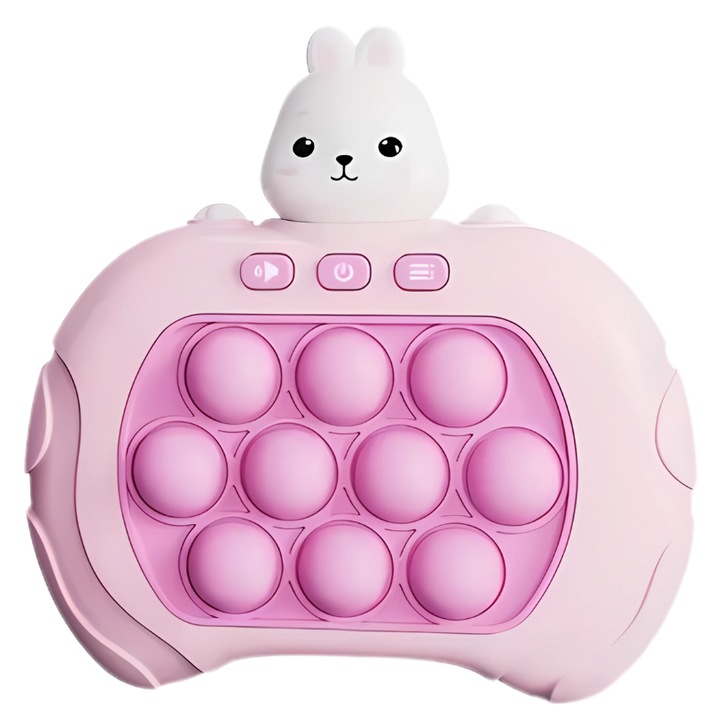 Jucarie interactiva Pop It, R2 Invest, roz, 4 moduri de joc, format portabil