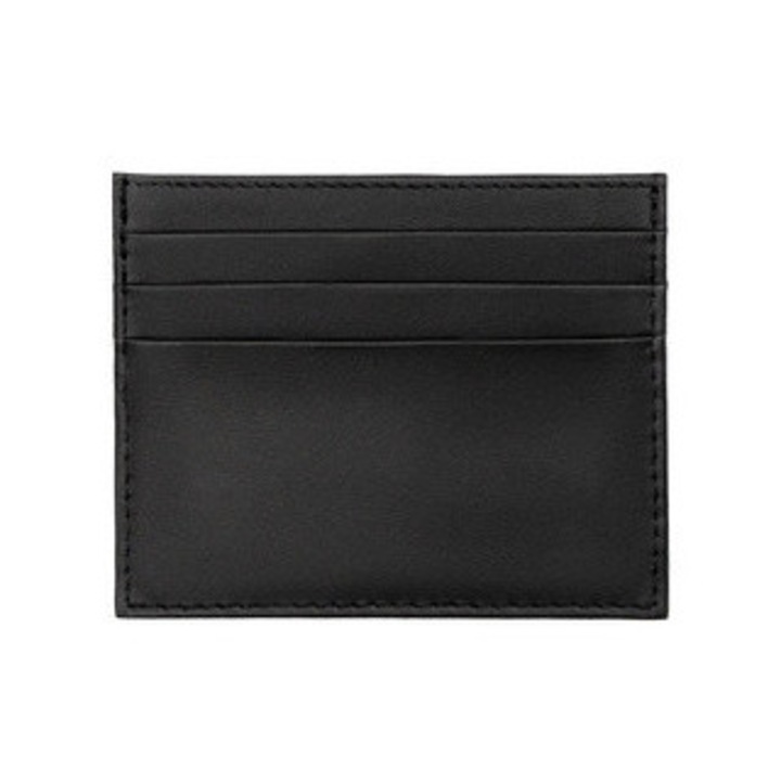 Кожен калъф за карти и документи, черен, 6 отделения, компактни размери