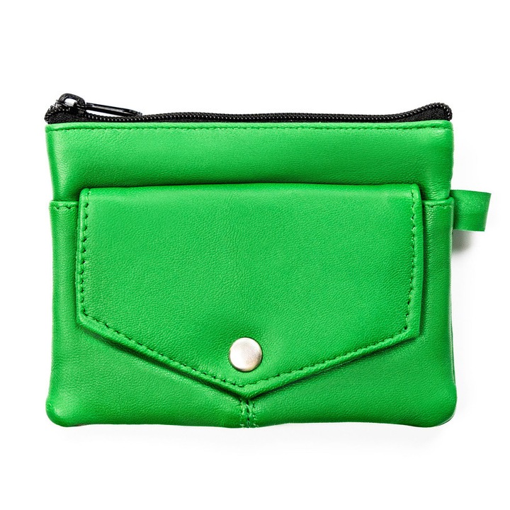 Etui chei, Piele, 3 Compartimente, Verde inchis