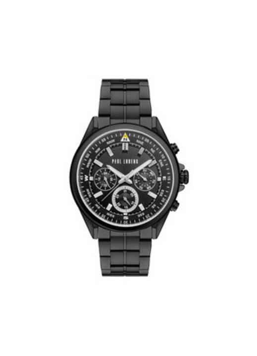 Ceas barbatesc, Paul Lorens, Inox, PL20009B-1A5, Mecanism Quartz, Negru