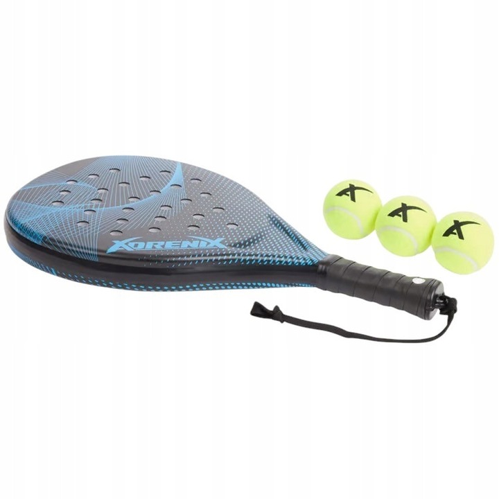 Racheta de tenis de plaja profesionala, Adrenix, Padl, 3 Mingi, Albastru