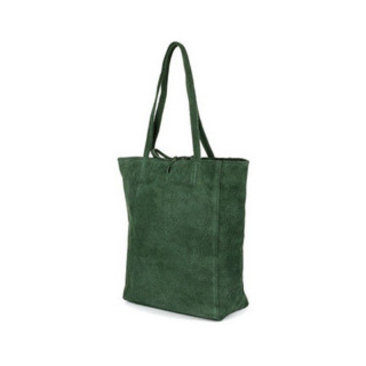 Női táska Vera Pelle, W18 modell, természetes bőr, zöld, méretek 40x12x40cm, A4 kapacitás