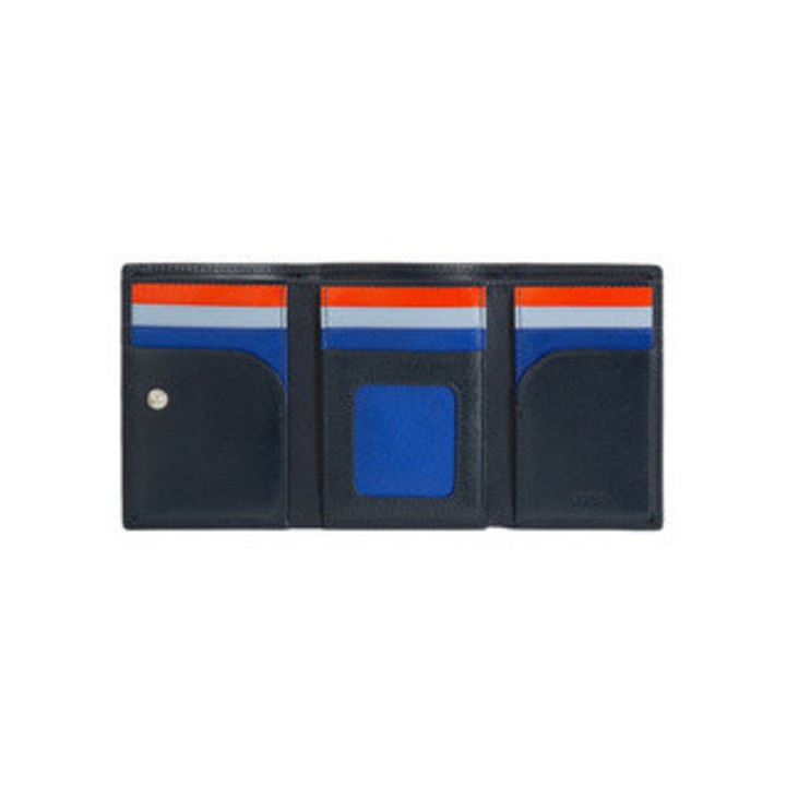 Férfi pénztárca, Dudu, háromrészes, 8 kártyatartó rekesszel, RFID, többszínű, 8,4x11,7x2cm