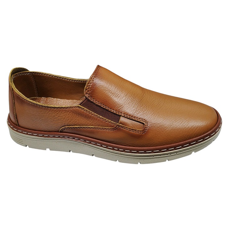 Pantofi Maro Din Piele Naturala Moale, Talpa Cusuta Din Poliuretan Usor Si Flexibil, Calapod Lejer Si Comod, Produs Romanesc, Marimea 44