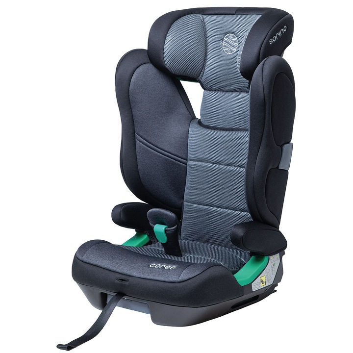 Scaun auto Sorino Ceres, 100-150 cm, tapiterie Mesh 3D, gri inchis