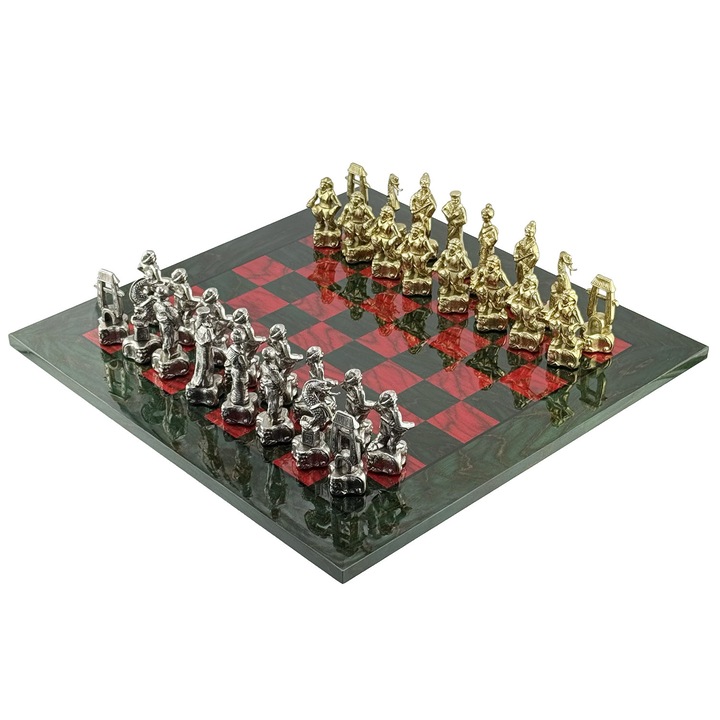 Самурайски шахматен комплект, Italfama, метал, кленово дърво, 51x51 см, 5 см квадрат