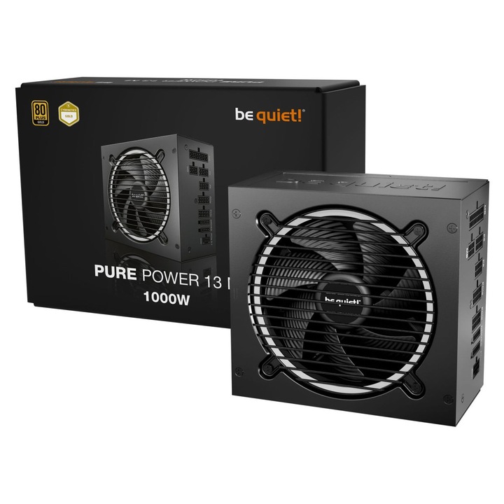 Be quiet! 1000W 80+ Gold Pure Power 13 M PC tápegység, 1000W, 12cm, Aktív PFC, Moduláris, ATX 3.2
