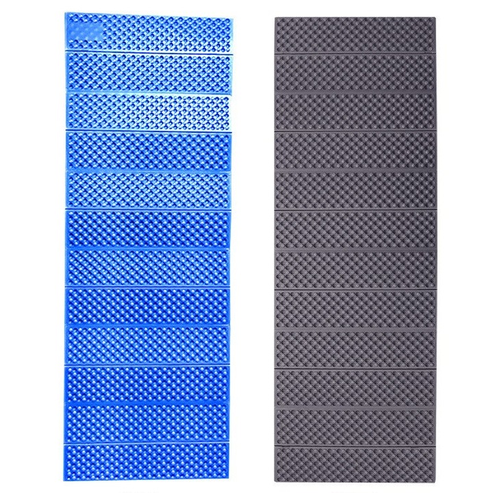 Сгъваем къмпинг матрак, 183x60x2 см, Изопрен, 12 секции, Водоустойчив, Лек, Син