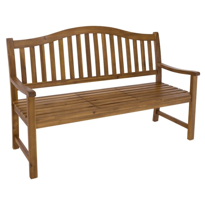 Banca de gradina din lemn masiv de salcam, cu masuta, design modern, rezistenta la intemperii, 150x64x104 cm