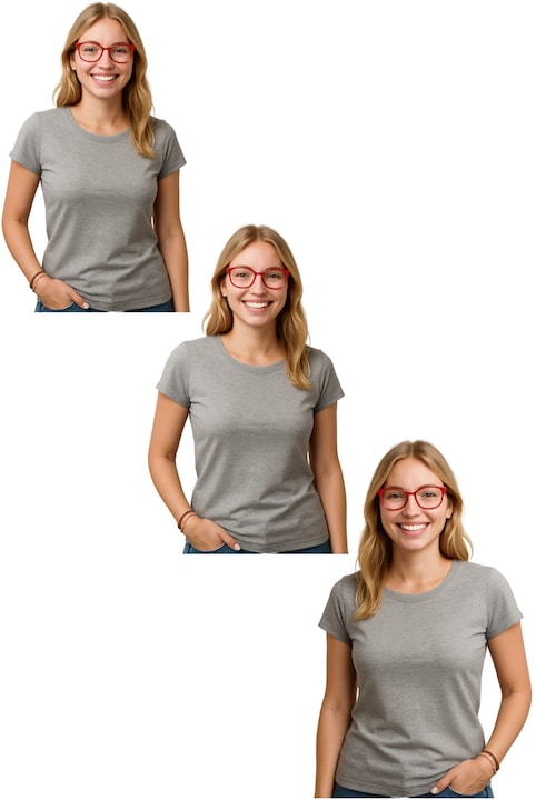 Set Tricouri Dama Bumbac Simplu Casual Elegant Vara, Gri inchis