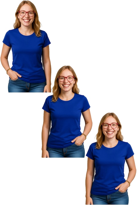 Set Tricouri Dama Bumbac Simplu Casual Elegant Vara, Albastru regal