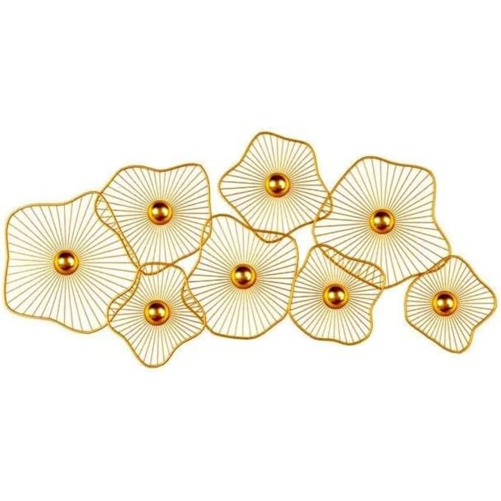 Set 8 decoratiuni perete Kardett, metalice, aurii, moderne, 122x55 cm