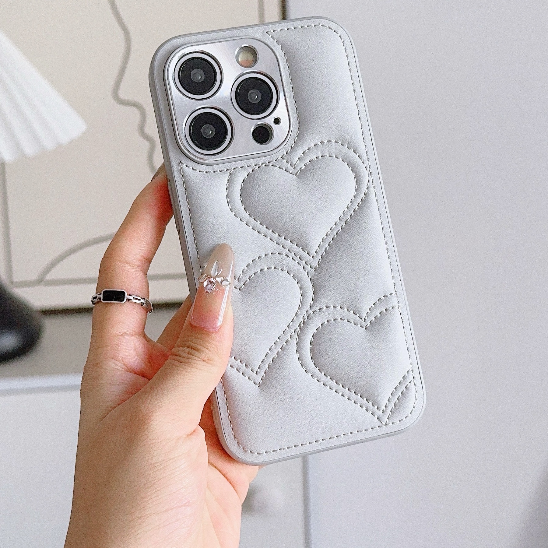 Husa moale 3D Love pentru Apple iPhone 16 Pro, Negru