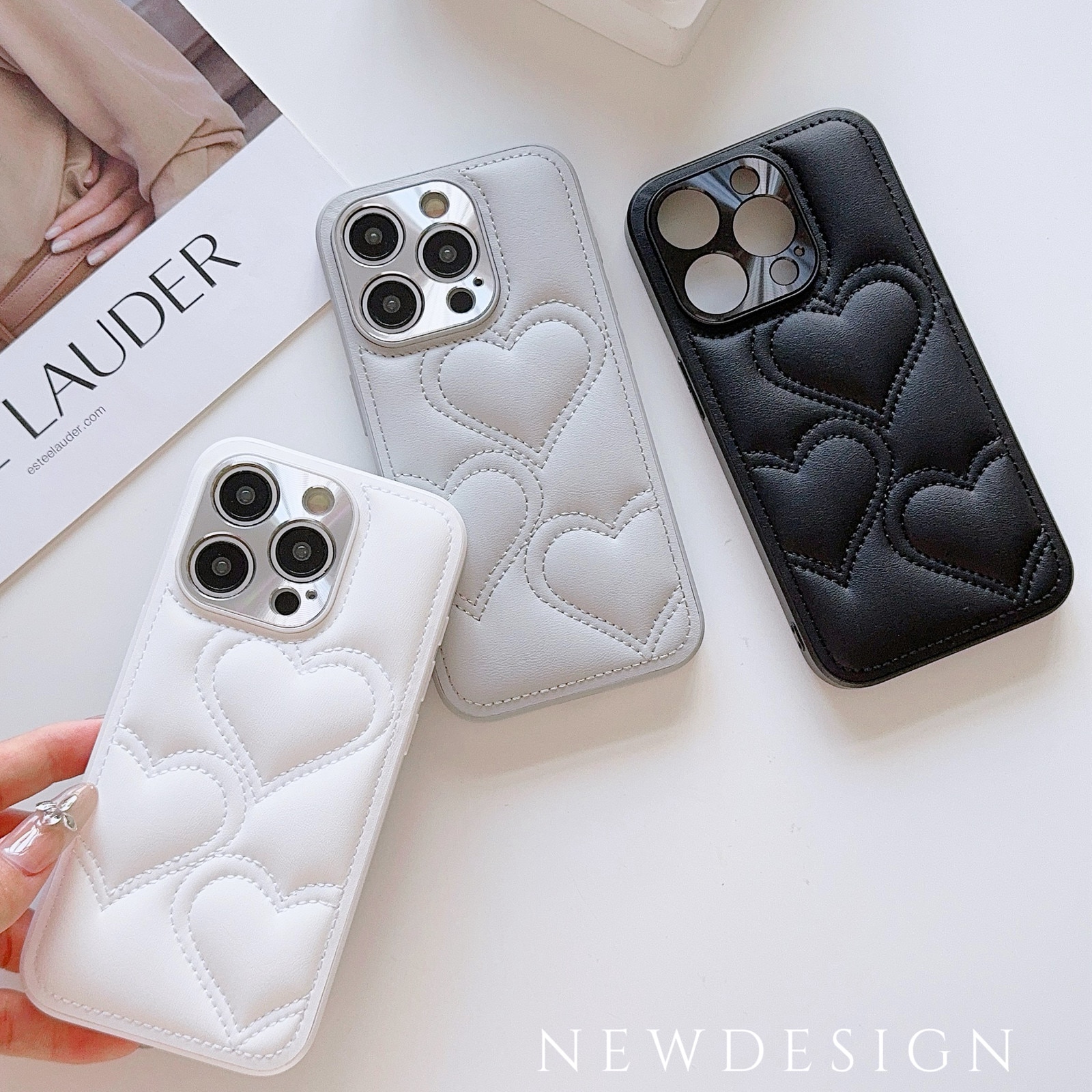 Husa moale 3D Love pentru Apple iPhone 16 Pro, Negru