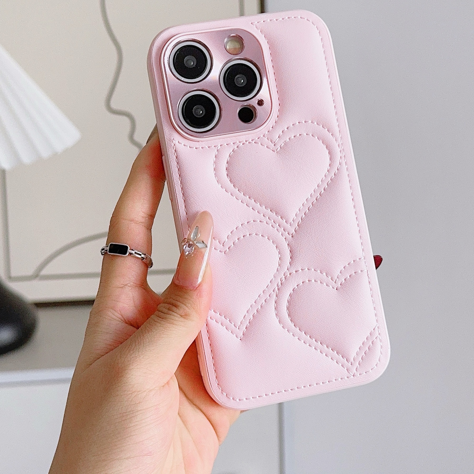 Husa moale 3D Love pentru Apple iPhone 16 Pro, Negru