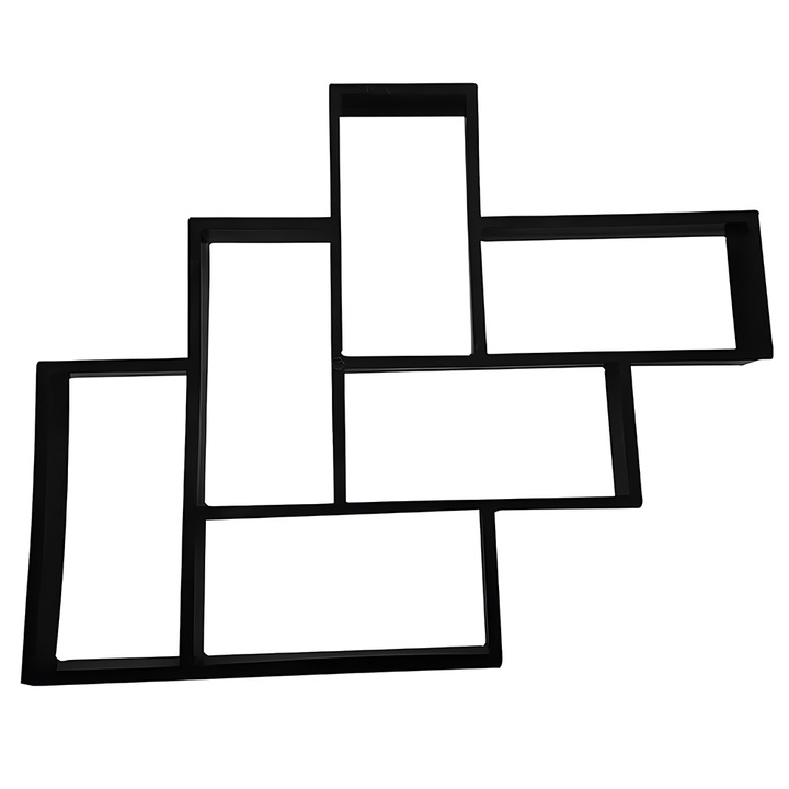 Matrita cu Contur pentru Turnat Pavaj Teno®, pentru beton amprentat sau piatra decorativa, imita piatra naturala, imbunatateste aspectul gradinii, plastic, model 10, 59 x 40 x 4 cm, negru